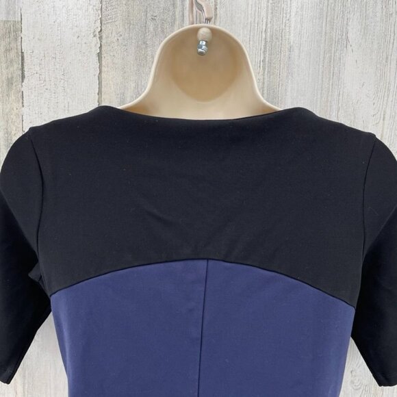 Betabrand Dress Womens Small Blue Black Colorblock‎ Zip Pockets Rayon Nylon - Picture 5 of 8